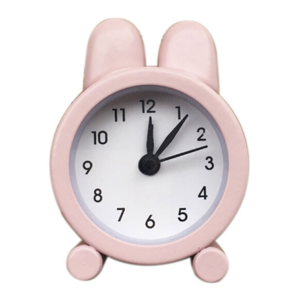 Mini Alarm Clock Metal Small Electronic Clock office student kid bed clock: Pink