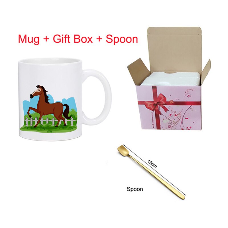 11oz Horse pattern Ceramic mug coffee Mugs Drinkware Coffee Tea Cups Novelty milk cup Drinkware KTDW-062: KTDW-062-E