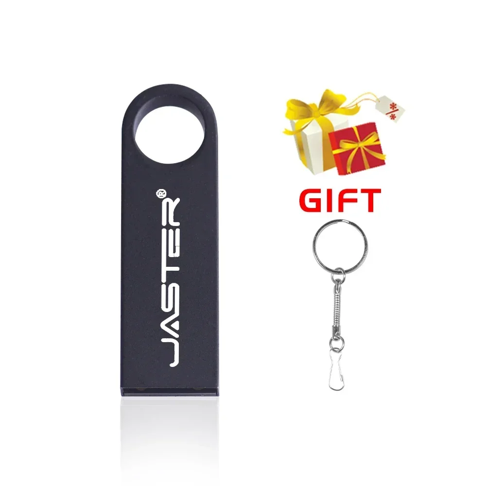 JASTER-Unidad Flash USB 2,0 de Metal, Pen Drive de alta velocidad de 64GB, 32GB, 16GB, llavero gratis, disco U de 8GB y 4GB para ordenador portátil: Negro / 2 TB