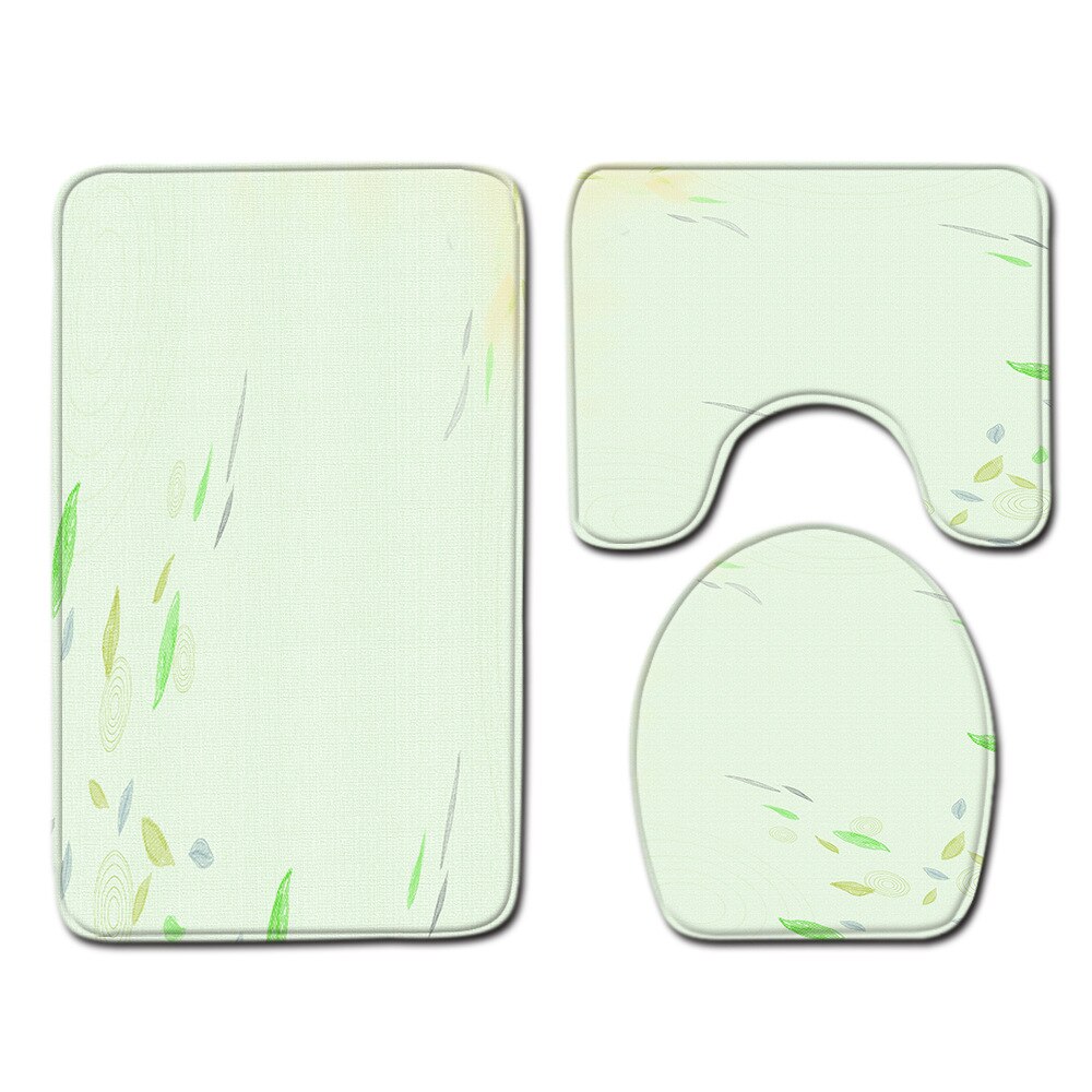 Zeegle tryckt badrumsmatta badmatta set rolig dörrmatta 3 st toalettmatta set flanell golvmatta tvättbar toalettmatta halkskyddsmatta: Pa17 / 45 x 75 cm 3 st
