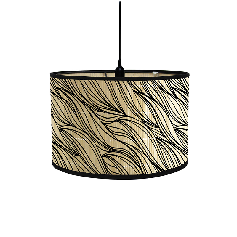 Pantalla de lámpara de pintura de paisaje de estilo japonés, cubierta de luz trenzada de bambú, pantallas de lámpara de pared de araña, pantalla de luz de Arte de Bambú: Plata
