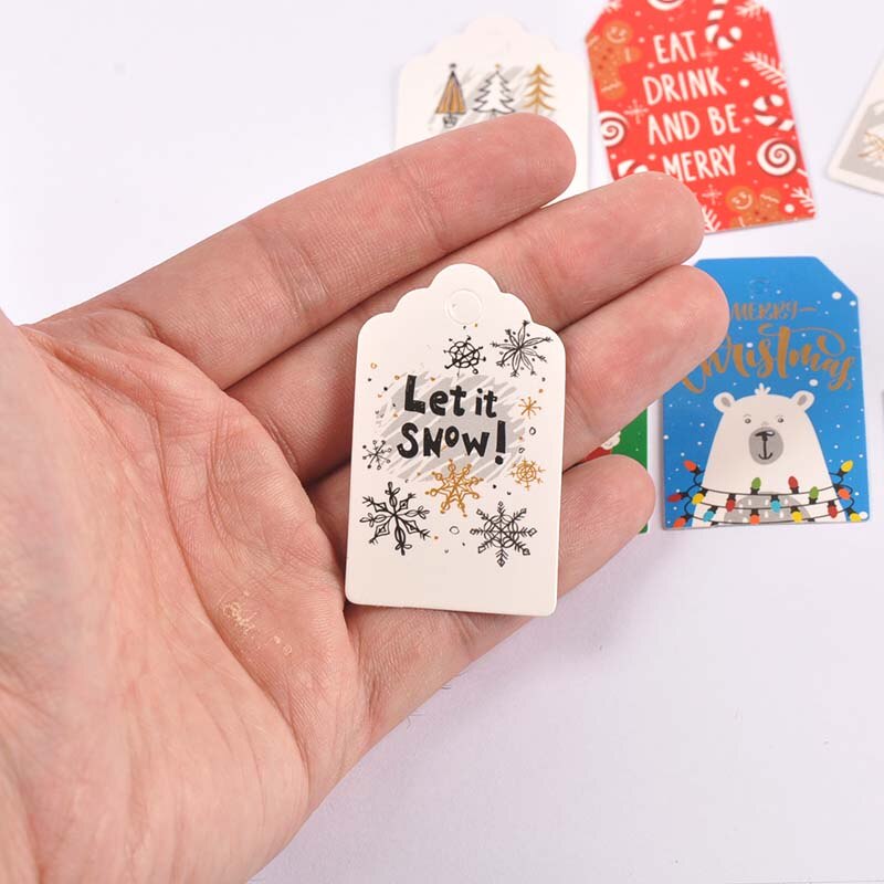 50 pièces papier Kraft mélangé carte père noël arbre papier étiquette HangTag bricolage fête boîte à bonbons étiquette de cuisson décor de noël C3010