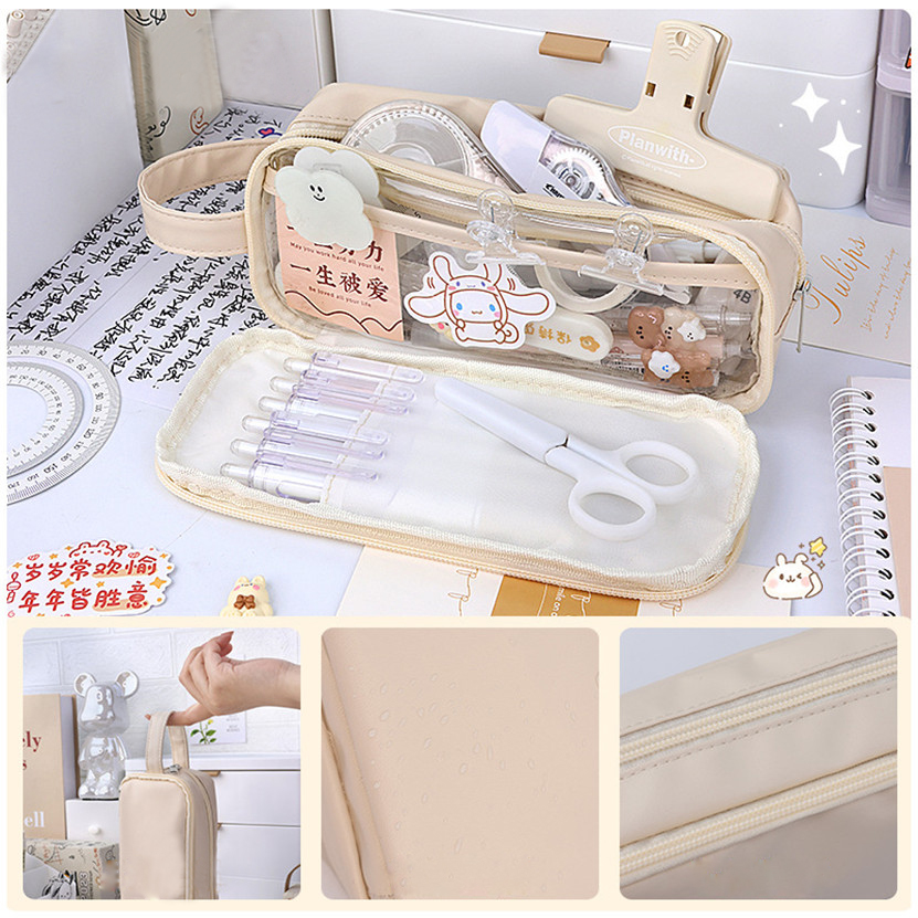 Transparent Pencil Case Trousse Portable Pencil Box Kawaii Fournitures Scolaire Waterproof School Pen Case Papeterie Japonaise