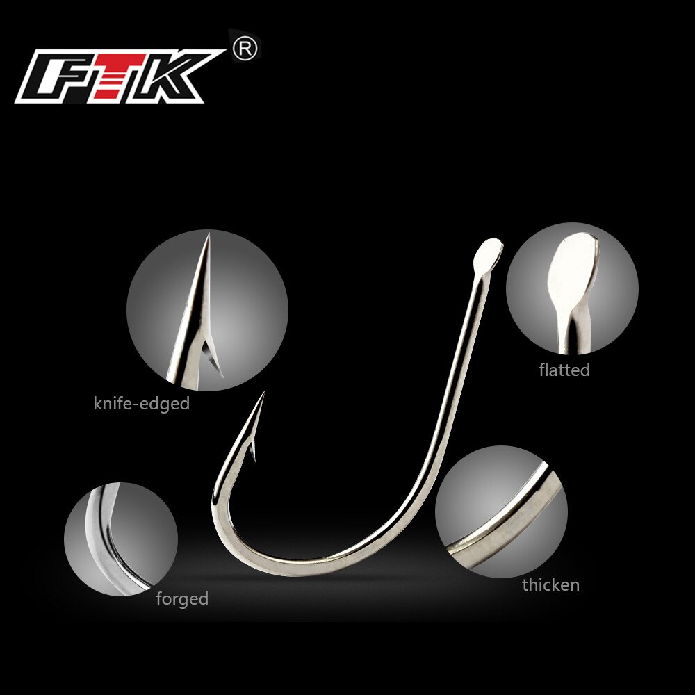 FTK 421N 1#-8# 100Pcs/Lot Bent Hooks High Carbon Steel Fishing Hook Sea Hooks For Fishing Tackle