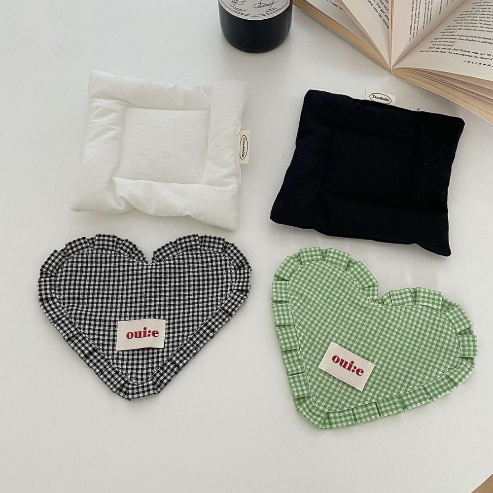 Keukenaccessoires INS Hartvormige geruite maaltijdmat Katoen Leuke kommatten Draagbare delicate isolatie Pad Mat Woondecoratie
