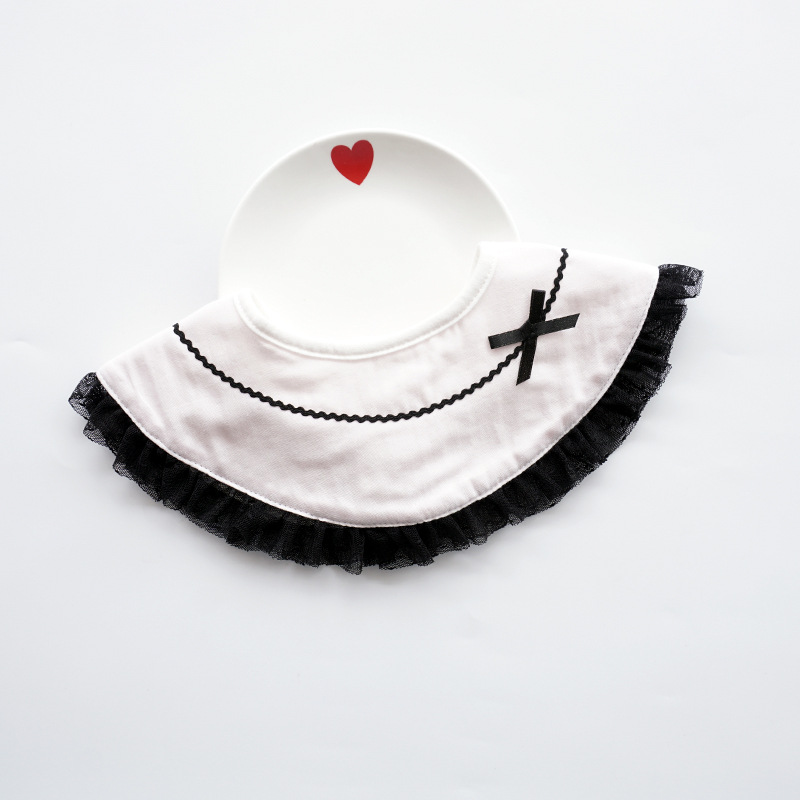 Koreaanse Stijl Ronde Baby Meisjes Slabbetjes Kwijlen Speeksel Handdoek Leuke Boog Nep Kraag Draaibare Kwasten Burp Doek Baby Dingen: 4