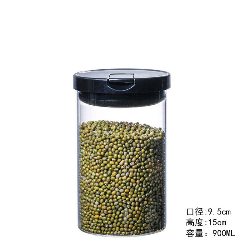 High borosilicate glass sealed jars for miscellaneous foods tea cans storage jars household storage bottles storage jars bottles: 95-150 (black cover