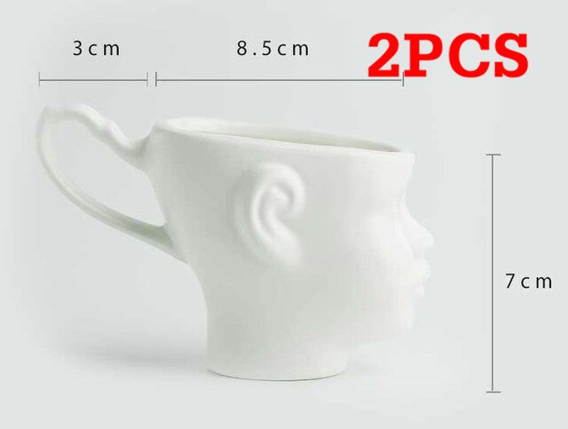 Vip para cara a cara casal cerâmica bonito ouro pintado xícara de café estilo nórdico designer criativo copo com alça: White-2PCS