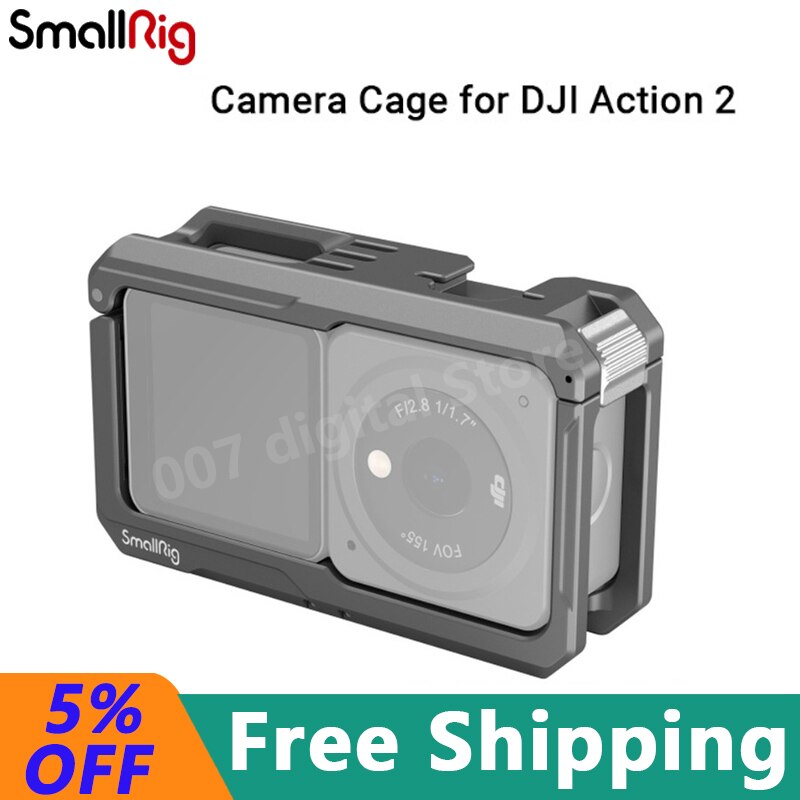 SmallRig Camera Cage for DJI Action 2 Full Cage With Cold Shoe for Tripod Microphones LED Lights Camera Accessories 3661