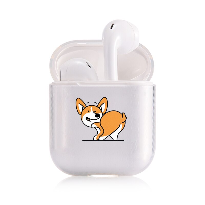 Hard Clear Headphone Case For Apple airpods 1 Case Luxury Pets Corgi Dog Transparent Air Pods Case For Airpods 2 Protective Cove