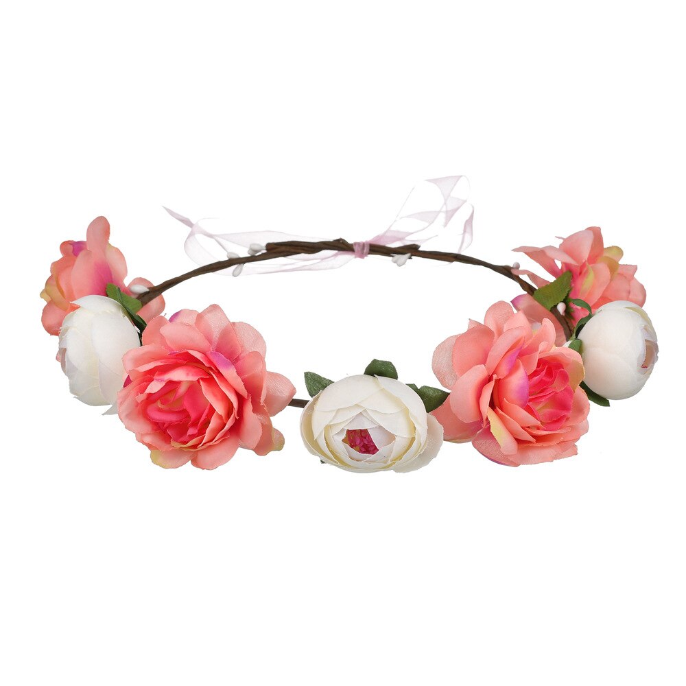 Femmes mariée fleur diadème mariage fleur bandeau cheveux accessoires charme guirlande princesse couronne filles couronne coiffure fête: Huahuan-Juhongbai Q