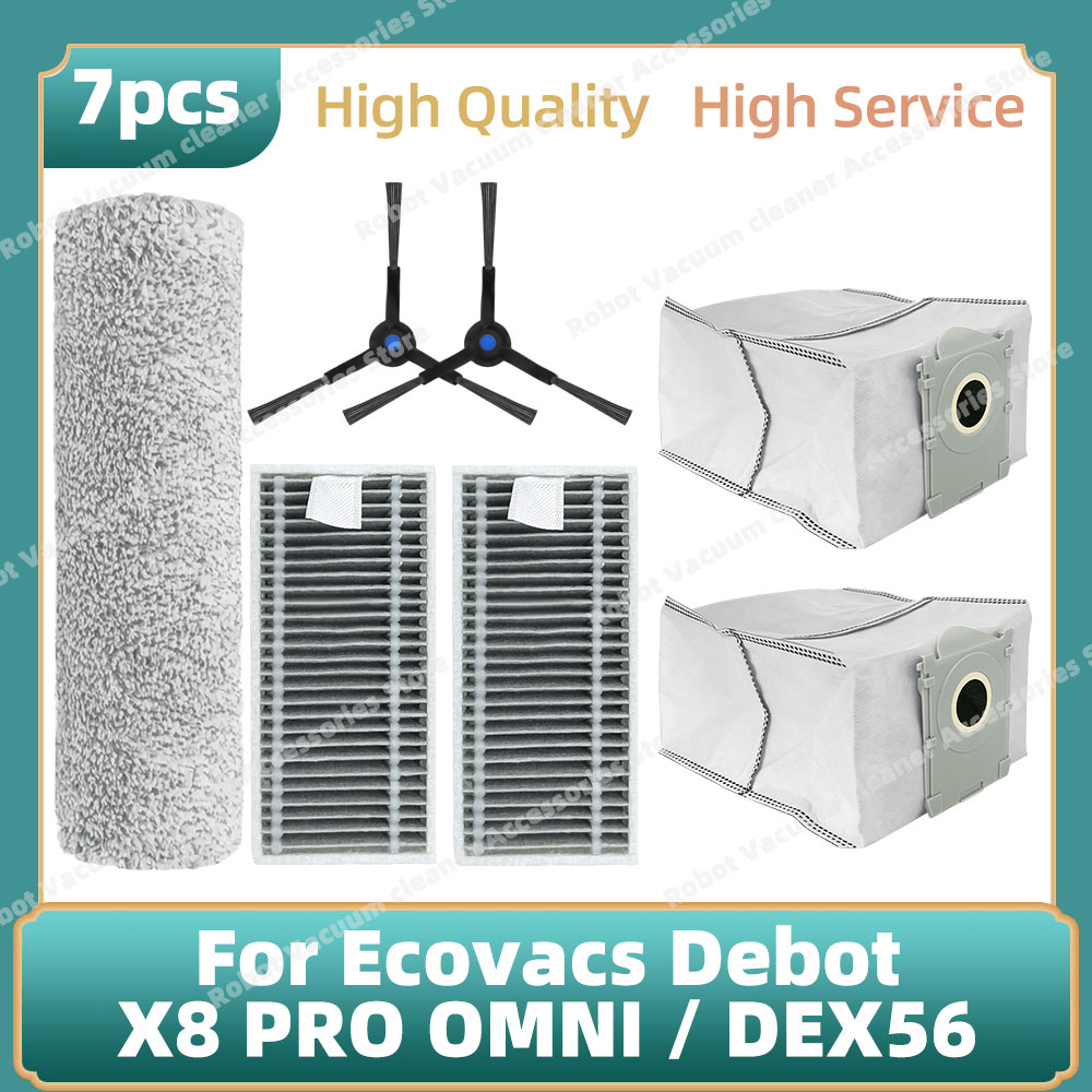 Compatibel Voor Ecovacs Deebot X8 PRO OMNI/DEX56 Accessoires Belangrijkste Zijborstel Mop Doek Stofzak Vervangende Onderdelen: Bordeaux