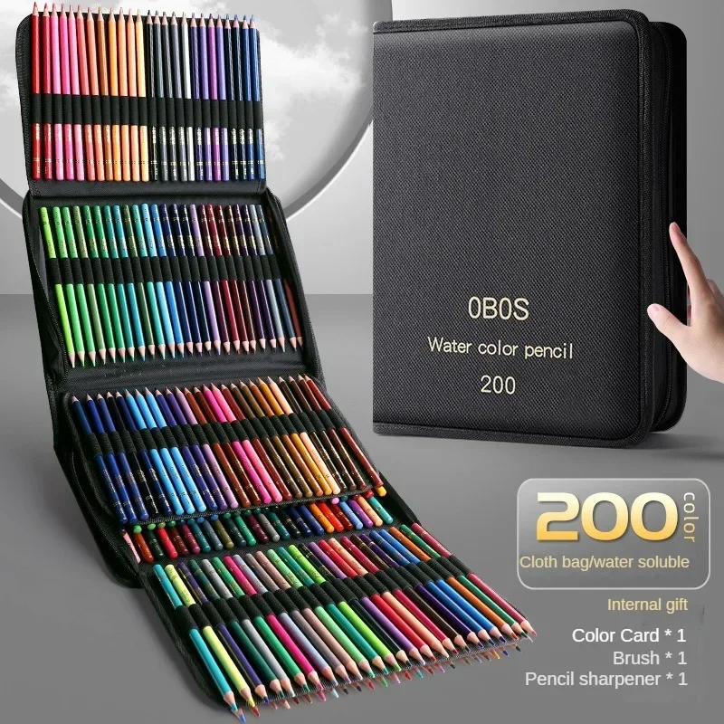 Lápices de colores de acuarela al óleo profesionales, 48/72/120/150/200 colores, con estuche, juego de dibujo de plomo, suministros escolares de arte, papelería