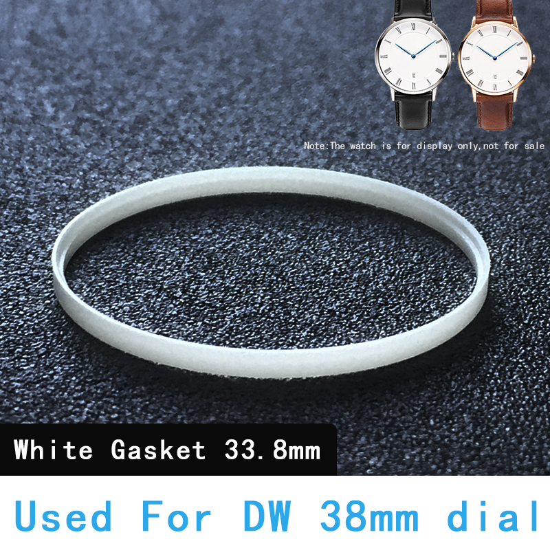 Guarnizione per orologio nera bianca DW 37.6 33.8 33.6 31.3 30.3 29.5 23.6mm diametro utilizzato per cassa frontale vetro rondella di plastica orologio sostituire parte: bianca 33.8mm