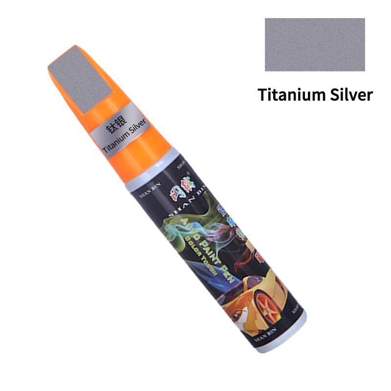 20 Colors Car Mending Fill Paint Pen Tool Applicator Waterproof Touch Up Car Paint Repair Coat Painting Scratch Clear Remover: Titanium silver