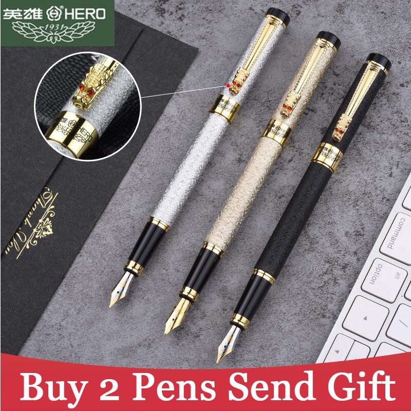 Klassieke Hero 6006 Draak Kristal Inkt Vulpen Luxe Zakelijke Handtekening Schrijven Pen 2 Pennen Sturen