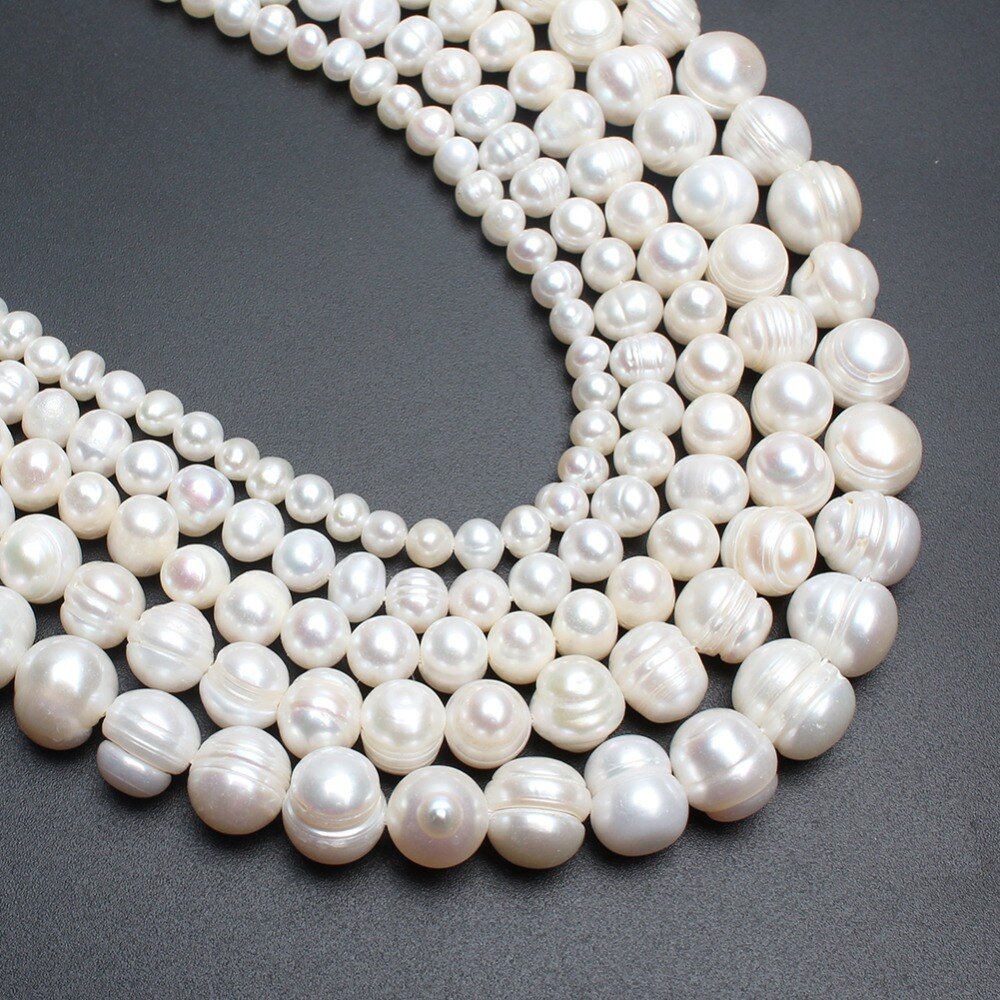 Natural Freshwater White Pearl 6-7mm 7-8mm 9-10mm Round Beads for Jewelry Making DIY Charm Earrings Bracelet Necklace 15 inches