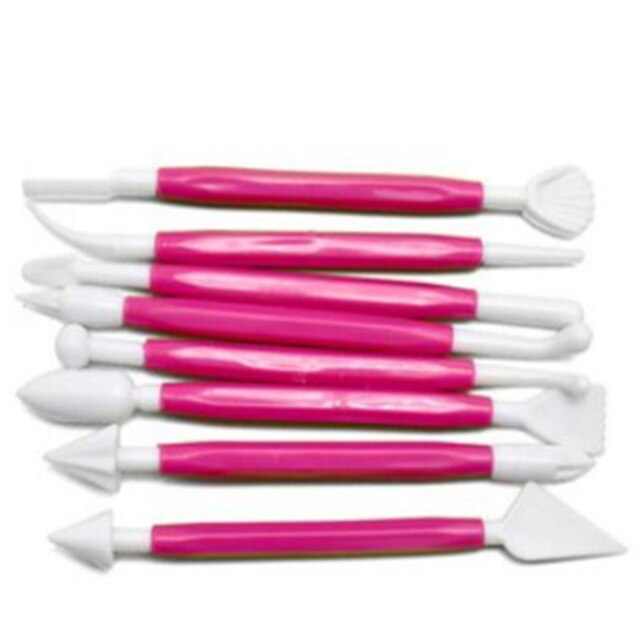 Outil artisanal de cuisson en plastique, bricolage, 8 sucrier artisanat Fondant gâteau sculpture de pâtisserie, coupe chocolat décoration fleur en forme d&#39;argile: rose red