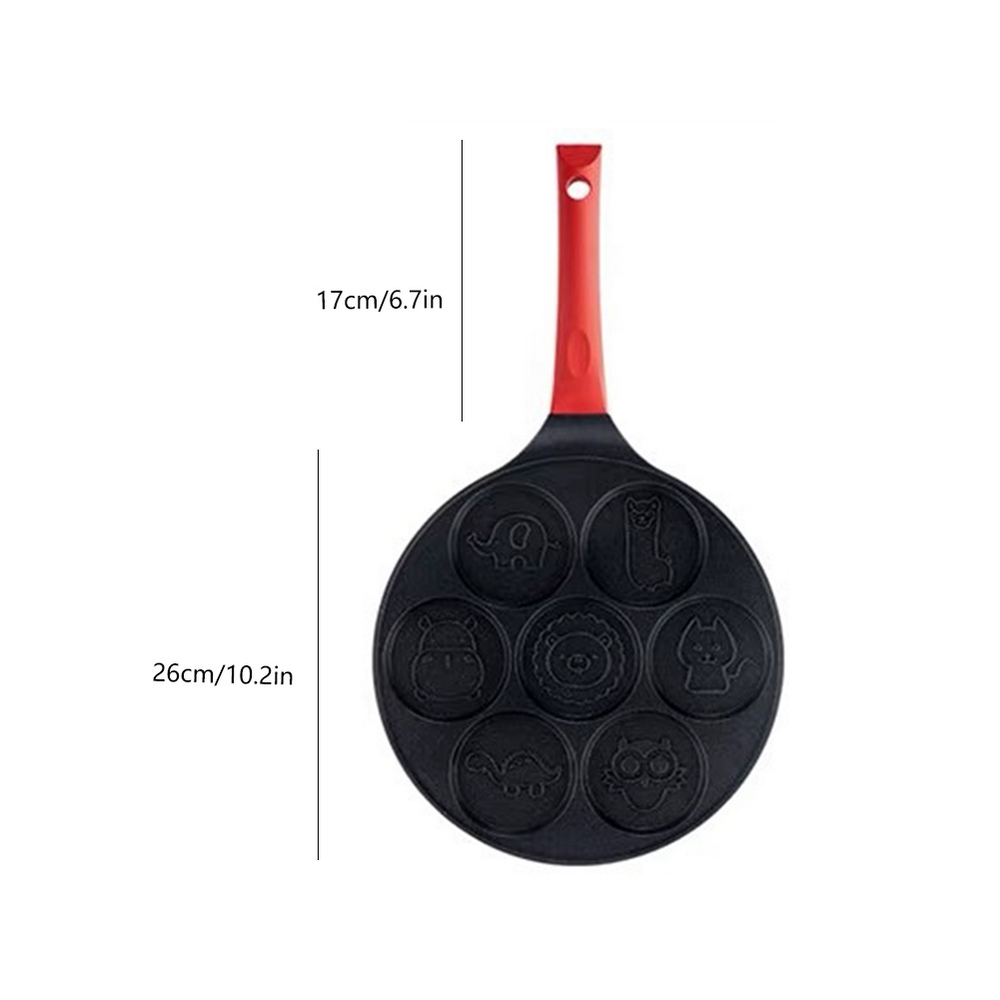 Ontbijtpot met zeven gaten, dieren- en smileypatroon, verschillende soorten smiley-dieren, koekenpannen, gegoten aluminiumlegering, siliconen pot