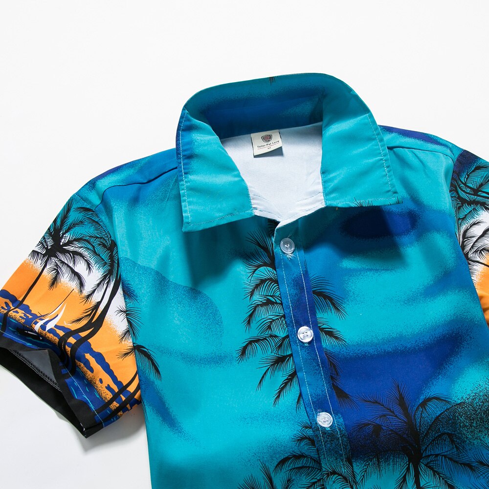 Camisas de Estilo Hawaiano para hombre, camisa deportiva de manga corta con estampado tropical, blusa fina de flores ajustable para hombre/mujer, ropa de playa de de pareja