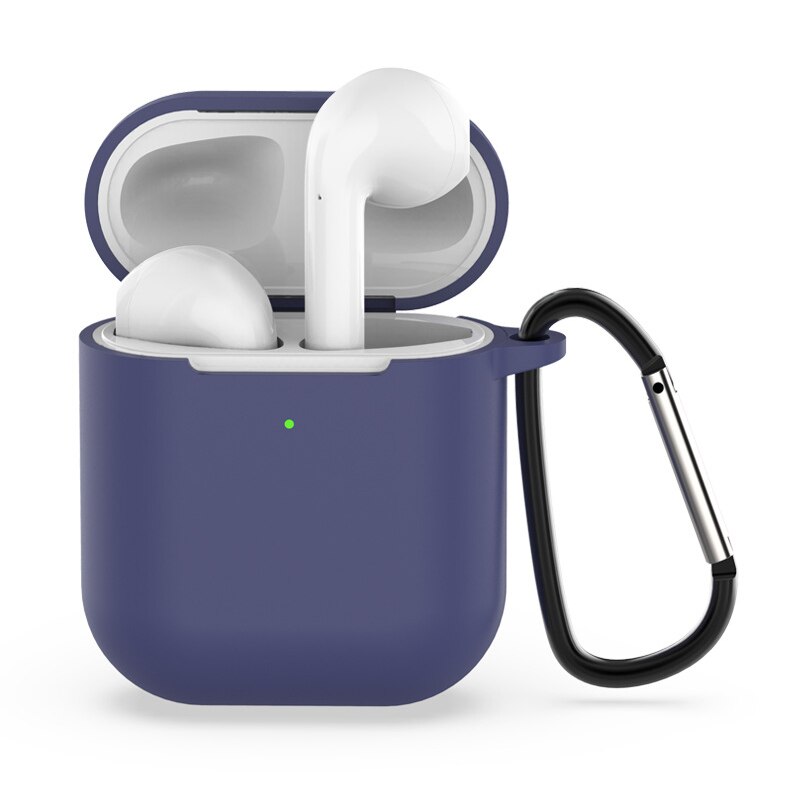 Silikonowe słuchawki etui na Airpods 2. Bezprzewodowe słuchawki pokrowiec ochronny na Apple Airpods2 Air Pods 2 etui z haczykiem: Purple 1