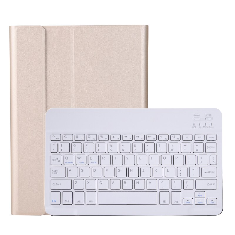 Bluetooth keyboard Tablet Case for Samsung Galaxy Tab A 10.1 SM-T510 SM-T515 T510 T515 Leather Cover Detachable keyboard: Gold