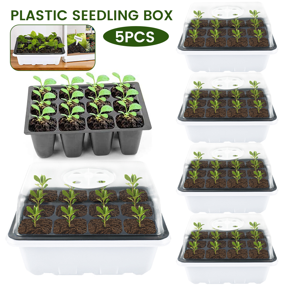 5PCS Breathable Nursery Box Cells Seedling Starter Trays Nursery Pots Seed Tray Humidity Adjustable Switch Grow Box Per Pots
