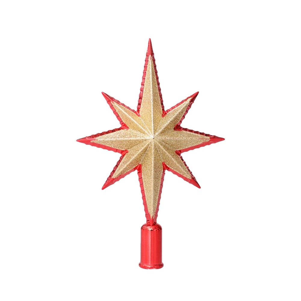Christmas Tree Top Star Three-Dimensional Eight-Pointed Star Ornament Unique Glittering Suitable For Most Christmas Tree Styles: Red