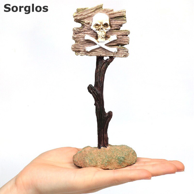 Harpiks haj advarselstavle kranium advarselsskilt sunken rock kunstig akvarium akvarium dekoration ornament håndværk boligindretning: 2