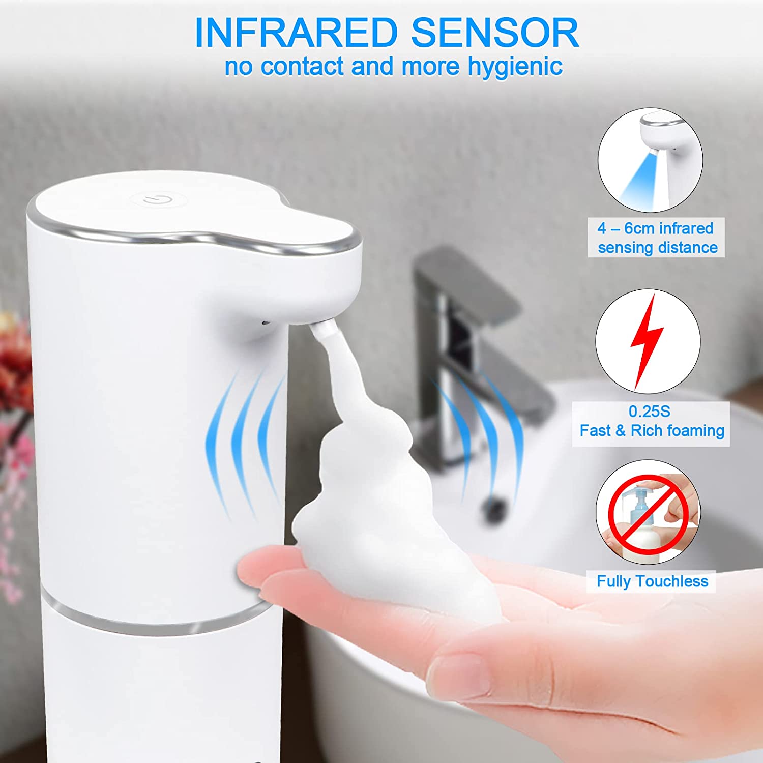 Automatic Foam Soap Dispenser Touchless Sensor USB Charging Smart Foam Machine Infrared Sensor Liquid Dispenser Hand Sanitizer