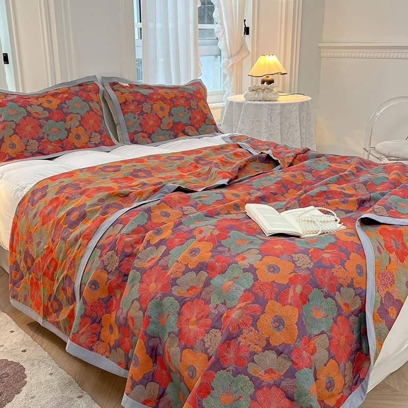 Dubbellaags bedovertrek katoenen deken Jacquard sprei garen geverfde spreien en dekbedden Beddekens Bank Handdoek Lakens