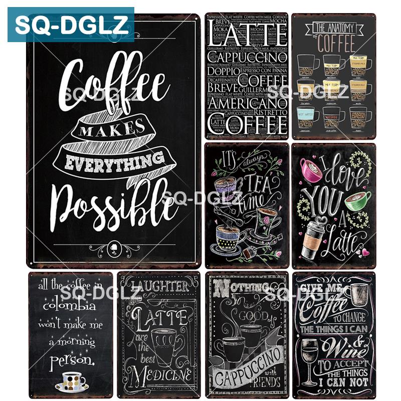[sq-dglz] kaffe gør alt muligt metalskilt kaffepause vægdekoration kaffemenu blikskilte maleri plakater kunstplakat