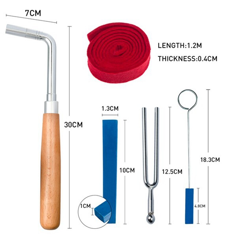 Piano Tuning Kit Met Piano Tuning Hammer Straight Soft Maple Handvat Piano Tuning Hendel Gereedschap Kit Mute Hamer Diy Set