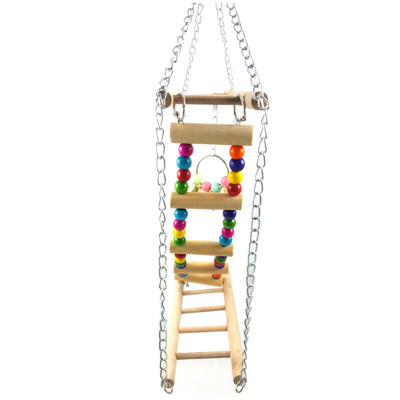 Papageien Spielzeug Vogel Schaukel ÜSpund Klettern Hängen Leiter Brücke Holz Regenbogen Haustier Papagei Ara Hängematte Vogel Spielzeug Mit Glocken