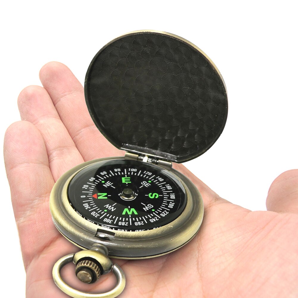 Portable Retro Metal Pocket Compass Outdoor Camping Hiking Zinc Alloy Flip Navigation Golden Compass for Outdoor Activities