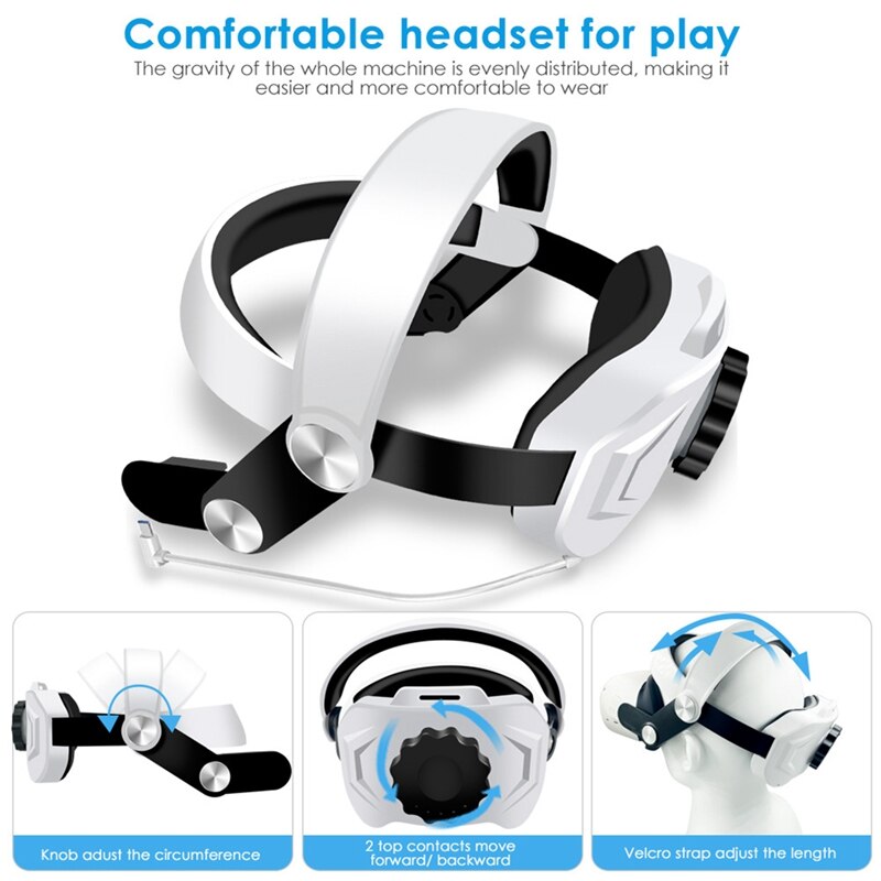 For Oculus Quest 2 Head Strap VR Adjustable Rechargeable Headset VR Glass Accessories Mount Face Padding VR Stand