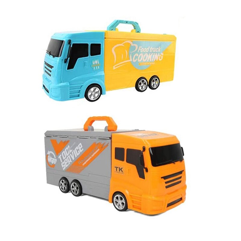 Camión de cocina para niños 2 en 1, camión de cocina para alimentos de juguete con luces de cocina y sonidos, juego de 33 Uds.