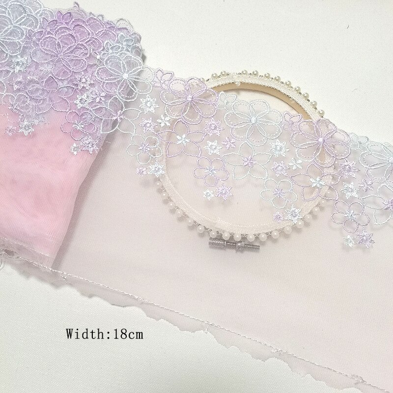 5 Yards 17-26cm Multicolor Mesh Embroidery Lace Trim Handmade DIY Needlework Sewing Doll Dress Clothing Material 150