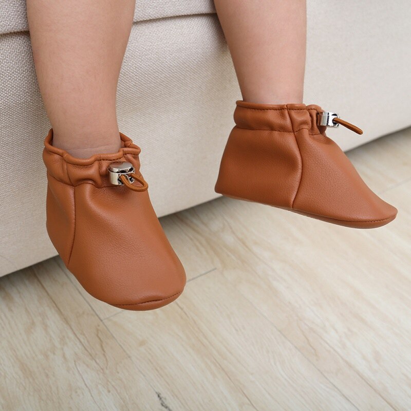 Newborn Baby Casual Frist Walker Boy Girl PU Leather Pocket Shoes Soft Sole Toddler Shoes 0-18M