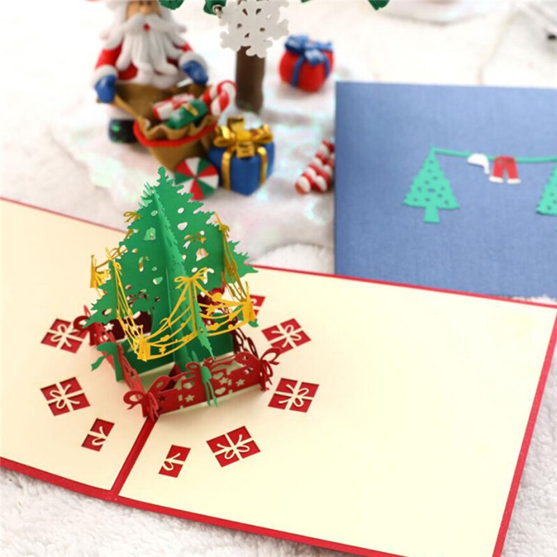 3d pop-up-kort lykønskningskort til pige børn kone mand træ snemand lykønskningskort postkort med konvolut klistermærker