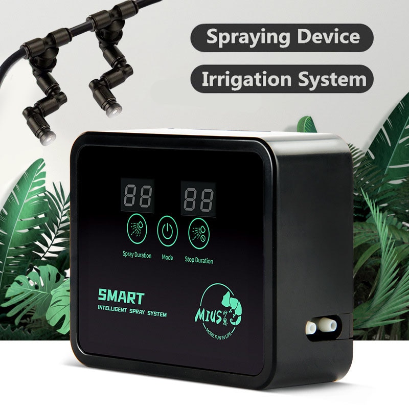 Nebulizador de reptiles inteligente electrónico, terrarios, humidificador, temporizador, rociador automático de niebla, Kit de sistema de selva tropical, Control de aspersores