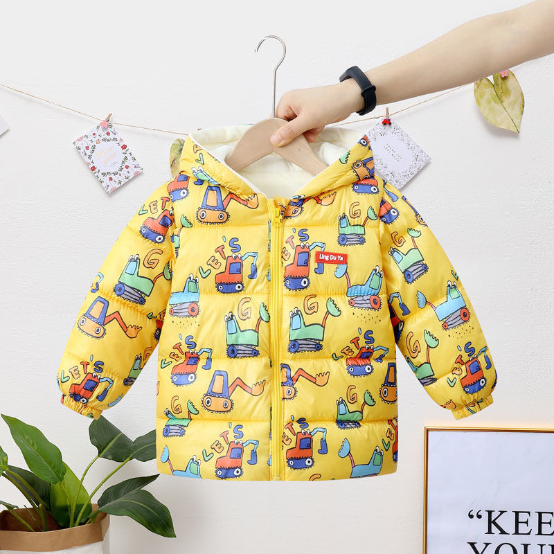 Herfst Winter Kinderen Cartoon Afdrukken Patroon Donsjack Jongens Meisjes Modieuze Thermische Jas Baby Fleece Warm Houden Jas