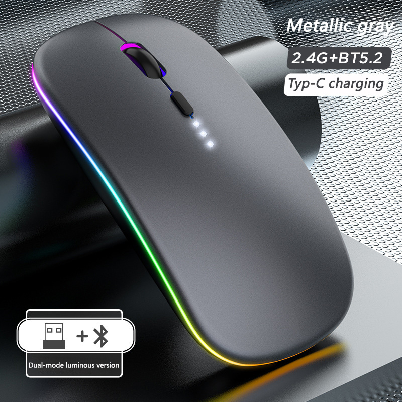 Xiaomi Bluetooth Mouse 1600dpi 2.4ghz Wireless Mouse Rechargeable Ergonomic Silent Mouse Rgb Backlight Usb For Laptop Pc Tablet: Light purple