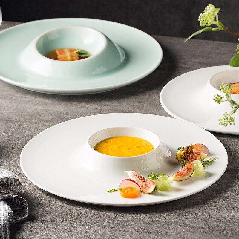 White Ceramic Steak Plate Sushi Plate Flat Plate Special-shaped Dish Plate Home Western Tableware Dessert Cake Plate