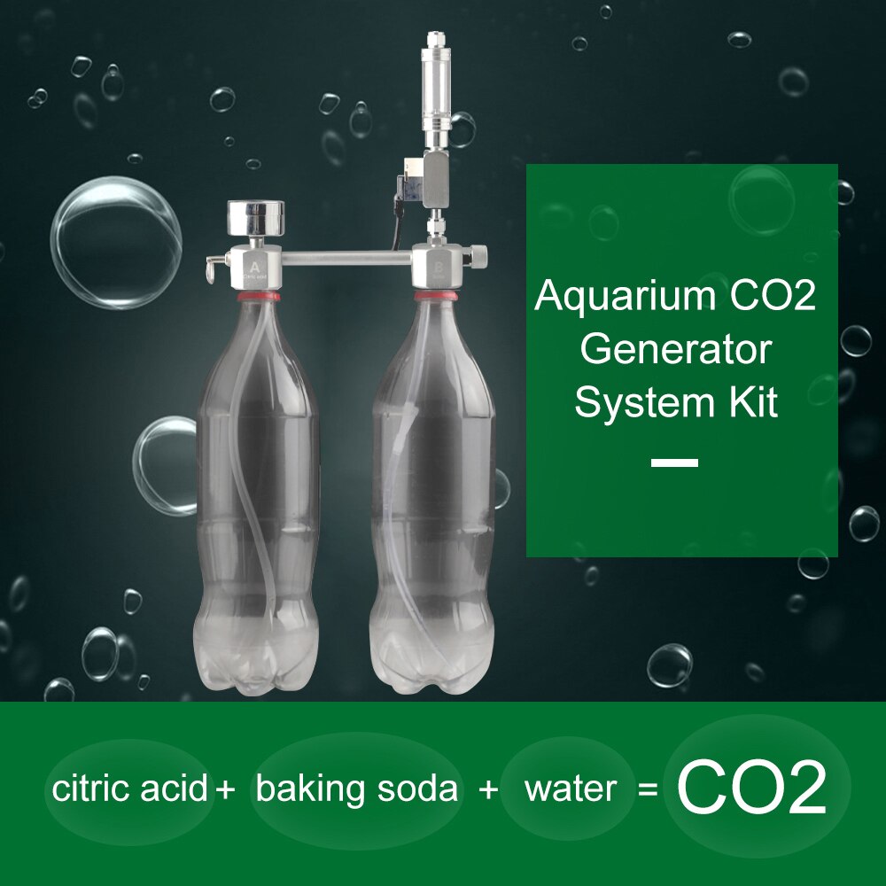 Akvarium diy  co2 generator system kit med magnetventil boble tæller og tjek kuldioxid reaktorsæt til planter akvarium