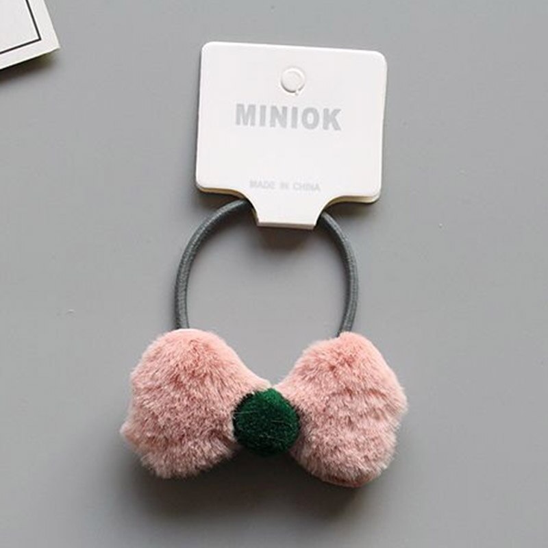 1PC Girl Fluffy Crown Hair Tie Bow Faux Fur Hair Band Girl Crown Hair Accessories Elastics Scrunchie Ponytail Holder: F Hair Band