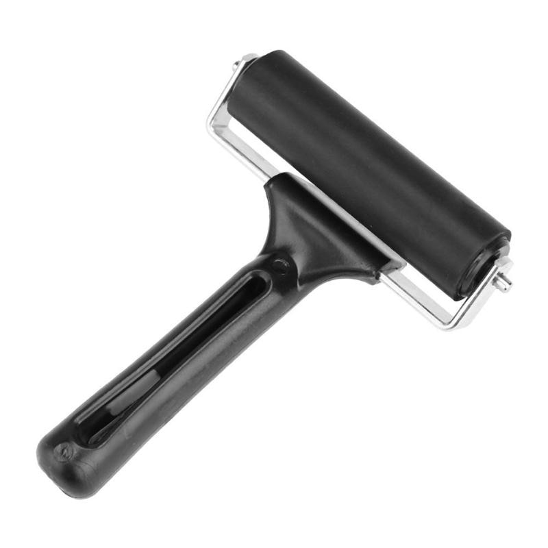 Rodillo de goma negro para pintar, 1 Uds., 6 y 10CM, herramientas de manualidades, bricolaje, mango de madera, rodillo de goma, herramientas de cepillado, pintura, pared de mano: 10cm