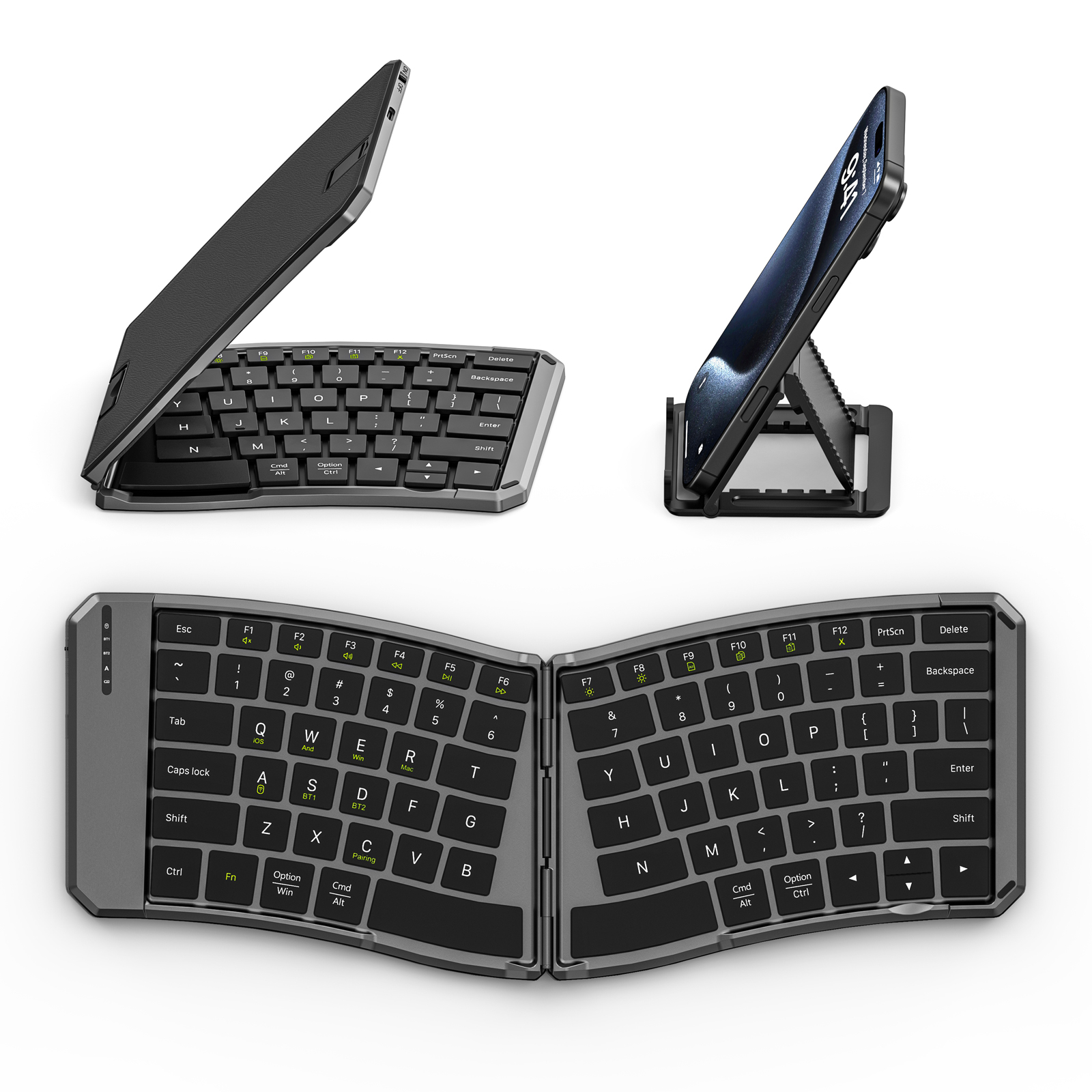 MoKo Foldable Bluetooth Keyboard,Ergonomic Keyboard with Bluetooth Connection 2.4G Wireless Connection for iOS/Android/Windows: Default Title