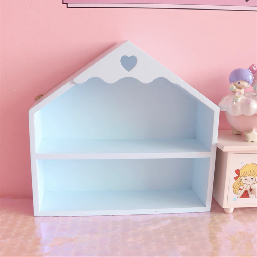 Leuke Houten Desktop Opbergrek Voor Meisjes, Roze Kast, Cosmetische Rek, Borstel Organizer, Huis, Slaapkamer Decoratie, Leuke Ornamen: Blauw