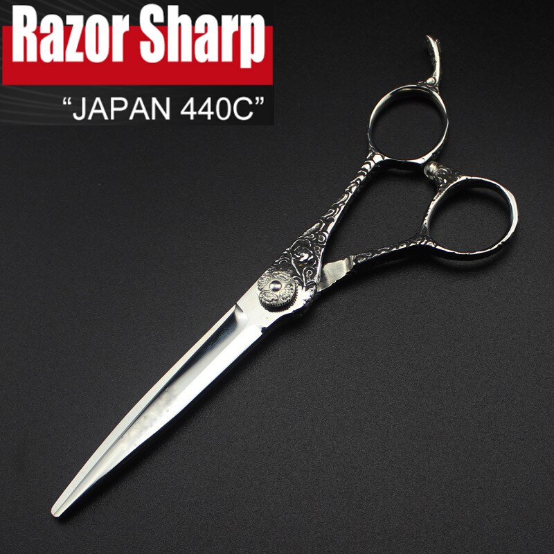 5.5 &amp; 6.0 Inch Japan 440C Kapper Schaar Shop Gereedschap Kappers Schaar Professiona Hair Schaar Snijden Dunner Salon Shears: 6.0 Inch Cutting 01